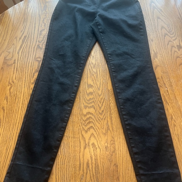 Eileen Fisher Black Coated Pull On High Rise Slim Fit Trouser Pants Size S - Picture 3 of 9